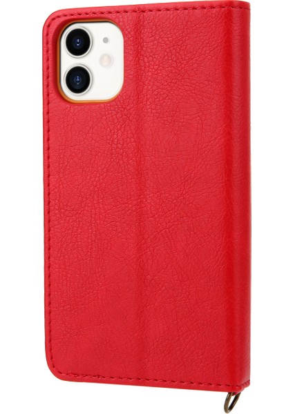 Cüzdanlı Tpu+Pu Deri Telefon Kapak Kılıfı ve Apple iPhone 12 Mini Red Için Stand (Yurt Dışından)