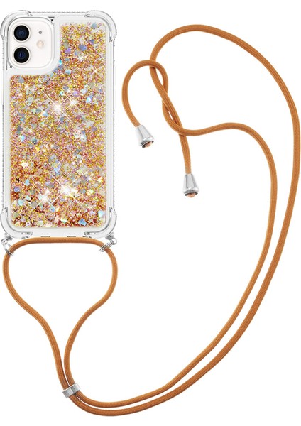 Dinamik Quicksand ve Tpu Şok Geçirmez Cep Telefonu Koruyucu Kapak, Apple iPhone 12 Mini-Gold Için Kayışlı (Yurt Dışından)