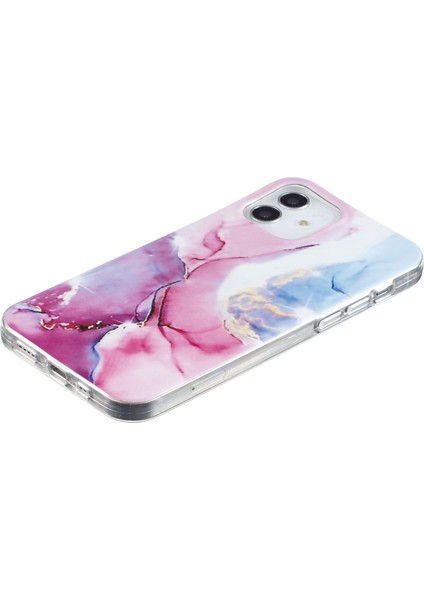 Apple iPhone 12 Mini Telefon Kılıfı Için 5.4 Inç Imd Mermer Desen Ultra Ince Damla Koruyucu Koruyucu Kapak Pembe/mavi (Yurt Dışından)