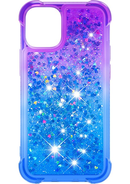 Apple iPhone 12 Mini-Mor/mavi Için Şok Geçirmez Gradyan Parıltı Tozu ve Tpu Kasası (Yurt Dışından)