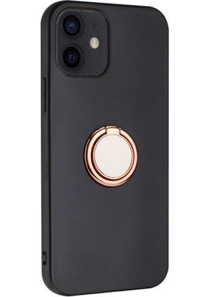 Apple iPhone 12 Mini Telefon Kılıfı Için Tpu Kapak 5.4 Inç Yüzük Kickstand Mat Destek Araba Mıknatıs Montaj Golü Altın (Yurt Dışından)