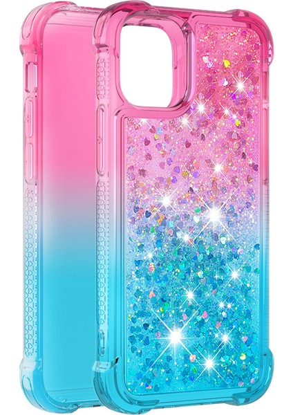 Apple iPhone 12 Mini Rose/canan Için Şok Geçirmez Gradyan Parıltı Tozu ve Tpu Kasası (Yurt Dışından)