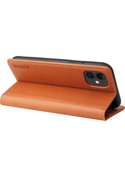 Apple iPhone 12 Mini Telefon Kılıfı Şok Geçirmez 5.4 Inç YK-001 Manyetik Kapatma Telefon Kapağı Flip Deri Cüzdan Stand-Brown (Yurt Dışından) modelleri