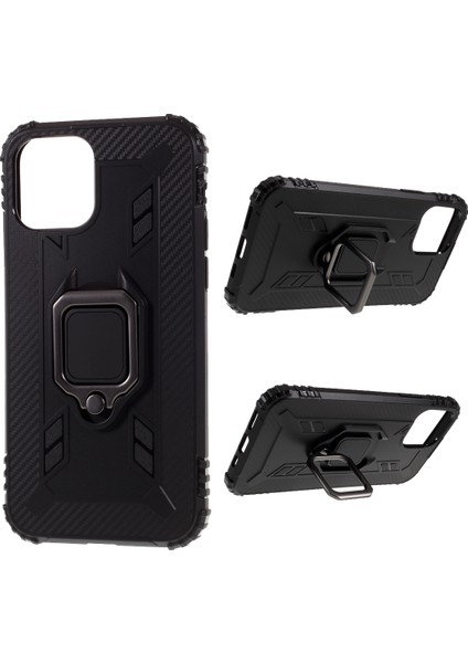 Apple iPhone 12 Mini-Black Için Parmak Yüzüğü Kickstand ile Anti-Damla Tpu Kabuğu (Yurt Dışından)