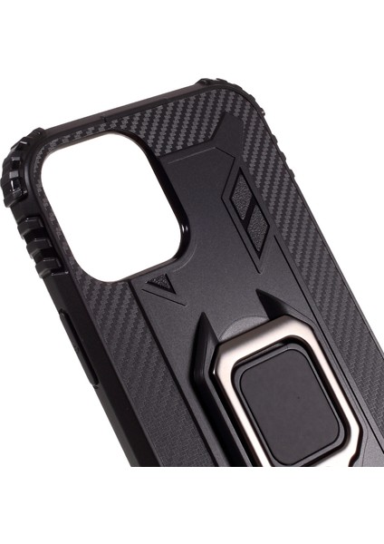 Apple iPhone 12 Mini-Black Için Parmak Yüzüğü Kickstand ile Anti-Damla Tpu Kabuğu (Yurt Dışından) modelleri