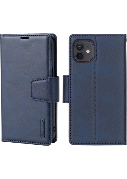 Apple iPhone 12 Mini Telefon Kılıfı Için 5.4 Inç Pu Deri Stand Flip Manyetik Çıkarılabilir 2-1 Direk Cüzdan Kapak Mavisi (Yurt Dışından)