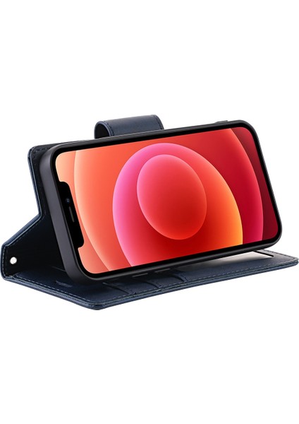 Apple iPhone 12 Mini Telefon Kılıfı Için 5.4 Inç Pu Deri Stand Flip Manyetik Çıkarılabilir 2-1 Direk Cüzdan Kapak Mavisi (Yurt Dışından)