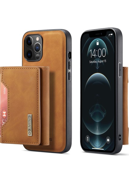 Pu Deri Manyetik Üç Katlı Cüzdan Telefon Kasası, Kickstand ile Apple iPhone 12/12 Pro-Brown (Yurt Dışından)
