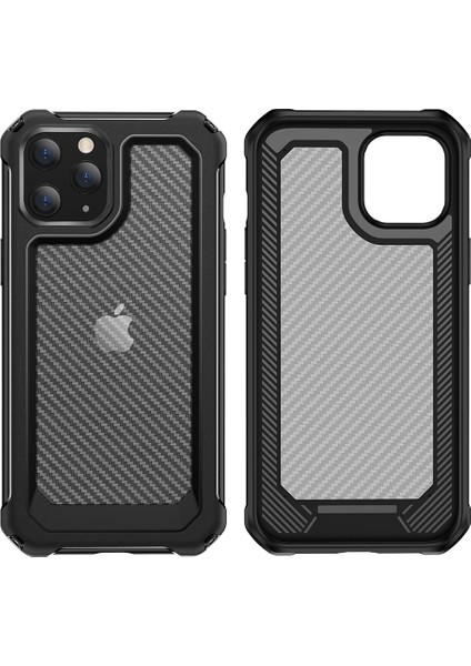 Karbon Fiber Doku Pc+Tpu Hibrit Telefon Koruyucu Kılıf Apple iPhone 12 Mini-Red Için (Yurt Dışından)