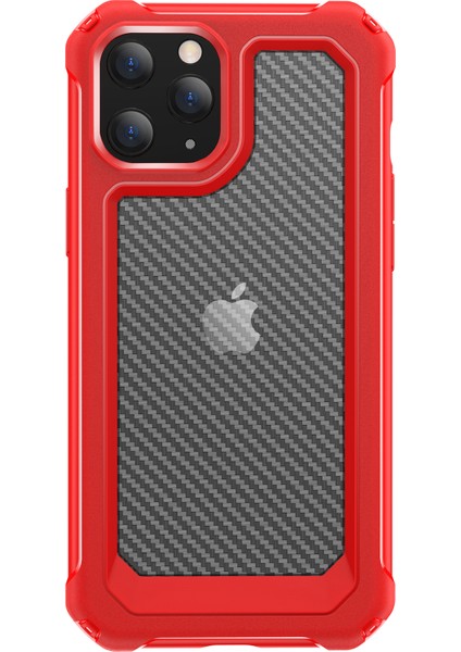 Karbon Fiber Doku Pc+Tpu Hibrit Telefon Koruyucu Kılıf Apple iPhone 12 Mini-Red Için (Yurt Dışından)