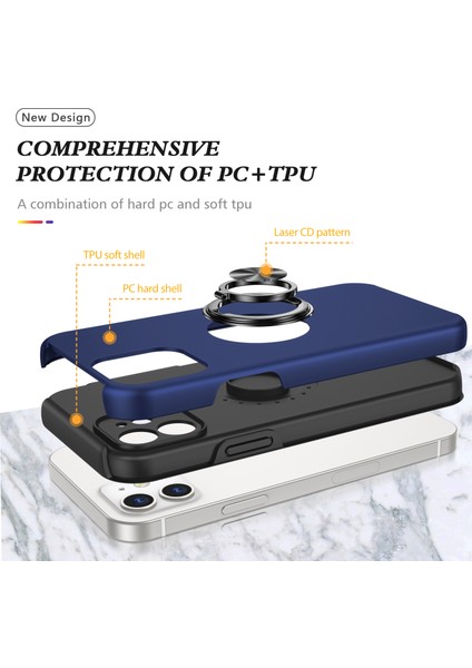 Apple iPhone 12 Mini Telefon Kılıfı Halkası Şekli Kickstand Tasarım Hibrit Kapak Dahili Metal Sac Mavisi (Yurt Dışından) fırsatları