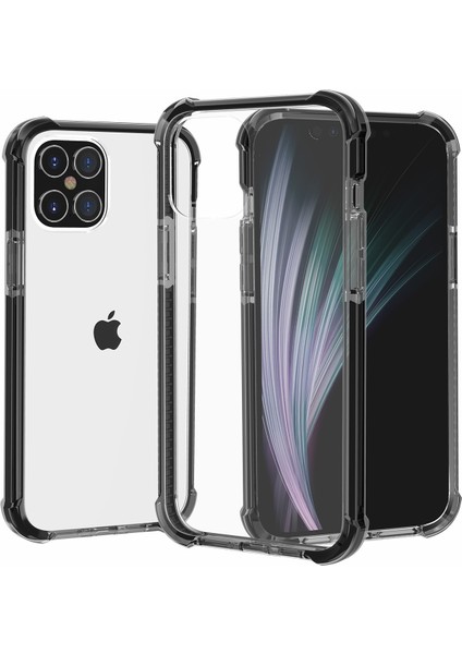 Apple iPhone 12-Black/gri Için Hava Yastığı Damgalı Akrilik+Tpu Hibrid Kapak (Yurt Dışından)