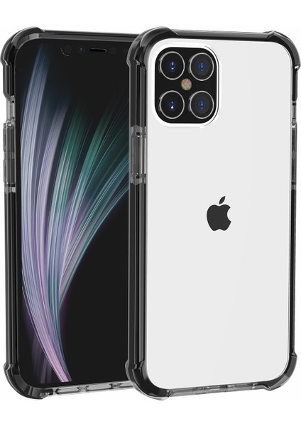 Apple iPhone 12-Black/gri Için Hava Yastığı Damgalı Akrilik+Tpu Hibrid Kapak (Yurt Dışından)