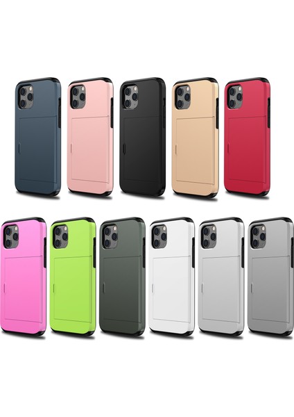 Slayt Kartı Yuvası Plastik+Tpu Combo Kılıfı Apple iPhone 12 Mini Cep Telefonu Aksesuar-Black (Yurt Dışından)