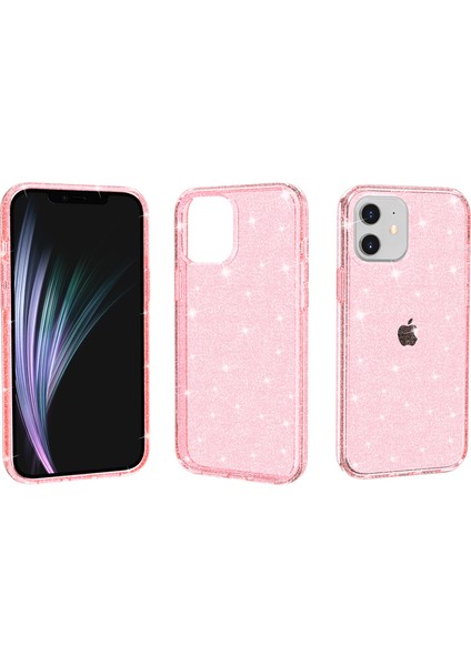 Apple iPhone 12 Mini-Pembe Için Işıltılı Toz Pc+Tpu Hibrid Arka Kabuk (Yurt Dışından)