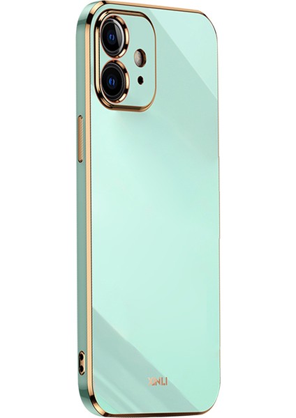 Apple iPhone 12 Telefon Kapağı Hassas Lens Kesim Ter Mahsul Korumalı Şık Elektraplama Altın Kenar Esnek Tpu Kapak-Orta (Yurt Dışından)