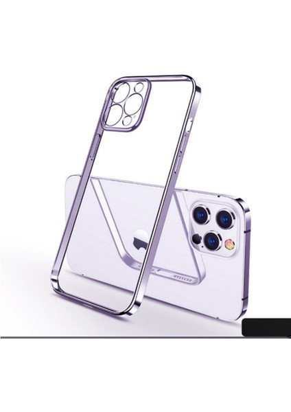Apple iPhone 12-Purple Için Hassas Delik Açılış ile Ultra Ince Berrak Tpu+Elektrokaplama Çerçevesi Telefon Kılıfı (Yurt Dışından)