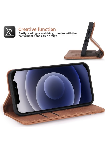 Apple iPhone 12 Mini Telefon Kılıfı Için Cüzdan Tasarımı Pu Deri Retro Folio Flip Case Standı Manyetik Otomatik Absorbed Şok Geçirmez Koruma Kapağı 5.4 Inç-Kahverengi (Yurt Dışından) modelleri