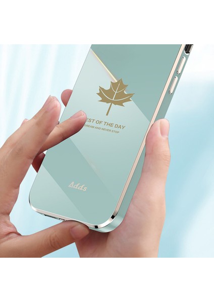 Apple iPhone 12 Mini 5.4 Inç Düz Kenar Tpu Kapak 6d Elektrumanlar Akçaağaç Yaprağı Telefon Vaka-Pembe (Yurt Dışından)