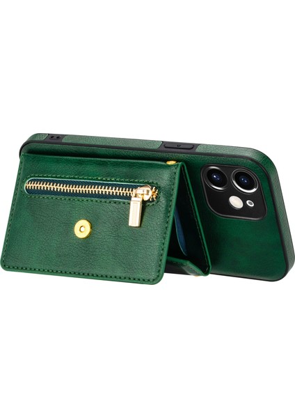 Apple iPhone 12 Mini Telefon Kılıfı Için 5.4 Inç Kickstand Tasarım Cüzdan Anti-Çizelge Damla Damlı Pu Deri+Tpu Mobile, Long Lanyard-Green ile (Yurt Dışından) fırsatları