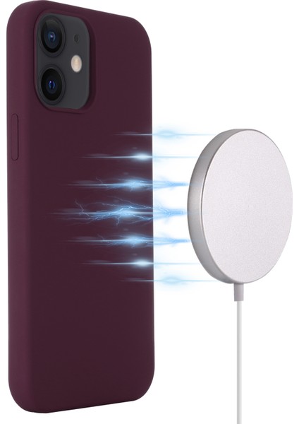 Apple iPhone 12 Mini Telefon Kılıfı Için Manyetik Sıvı Silikon Kılıf 5.4 Inç Magsafe Şarj Cep Telefonu Kapak-Kırmızı (Yurt Dışından)
