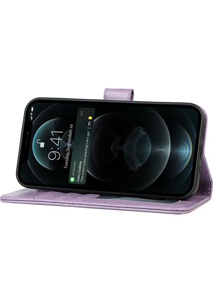 R61 Doku Pu Deri Cüzdan Apple iPhone 12 Için Mobil Kapak Kabuğu (Yurt Dışından)