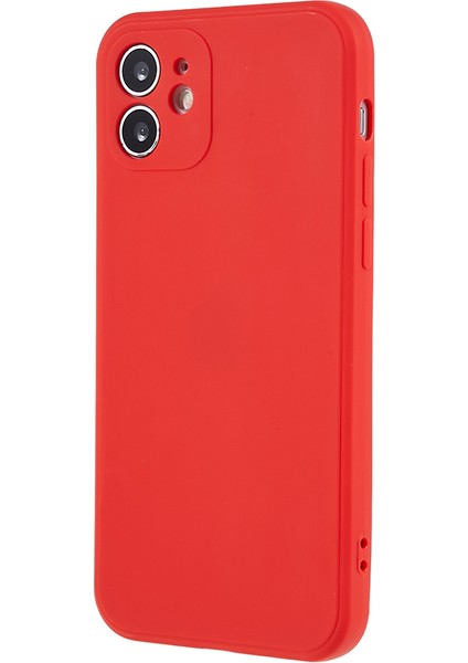Apple iPhone 12 Telefon Kapağı Düz ​​edge Telefon Kılıfı Yumuşak Tpu Hassas Kesim Anti-Fall Koruyucu Kapak Kırmızısı (Yurt Dışından)