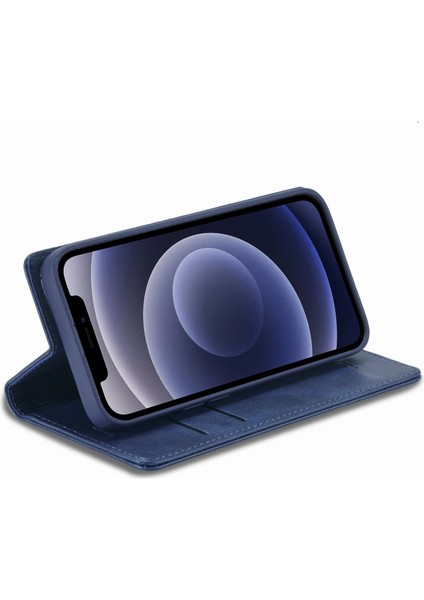 Apple iPhone 12 Mini Telefon Kılıfı Için Manyetik Otomatik Kapanış 5.4 Inç Şok Geçirmez Rfıd Engelleme Pu Deri Cep Telefonu Cüzdan Stand Kapak-Blue (Yurt Dışından) fiyatları