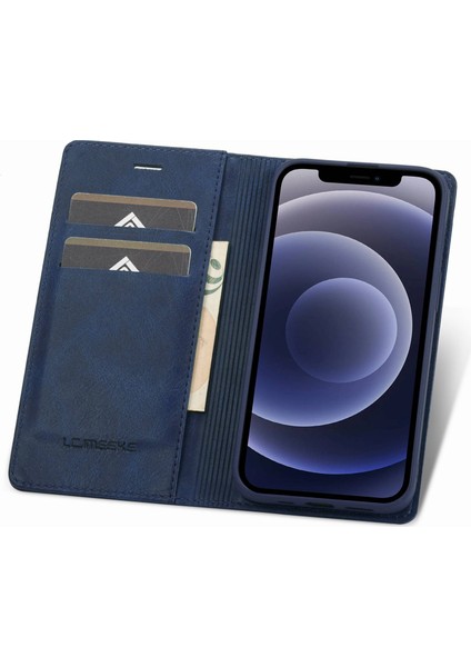 Apple iPhone 12 Mini Telefon Kılıfı Için Manyetik Otomatik Kapanış 5.4 Inç Şok Geçirmez Rfıd Engelleme Pu Deri Cep Telefonu Cüzdan Stand Kapak-Blue (Yurt Dışından) fırsatları