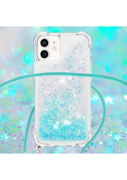 Dinamik Quicksand ve Tpu Şok Geçirmez Cep Telefonu Koruyucu Kapak, Apple iPhone 12 Mini-Blue Için Kayışlı (Yurt Dışından)