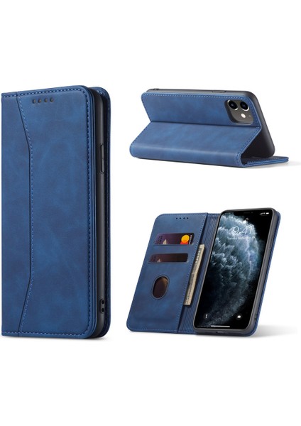 Fantasy Serisi Apple iPhone 12 Mini 5.4 Inç Mavi Için Otomatik Emici Deri Cüzdan Standı Çantası (Yurt Dışından)