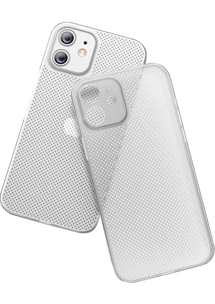 Apple iPhone 12 Mini Telefon Kılıfı Için 5.4 Inç Önleme Önleme Anti-Fingerprint Ultra Ince Nefes Alabilir Içi Boş Delim Isı Yayılma Mesh Arka Kapak Pp-Beyaz (Yurt Dışından)
