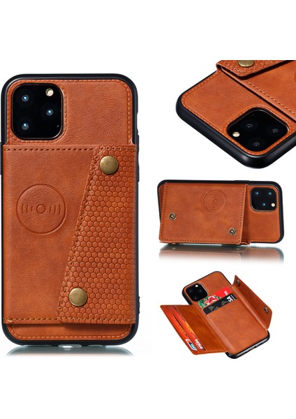 Apple iPhone 12 Mini 5.4 Inç-Kahverengi Için Pu Deri+Tpu Kapağı [yerleşik Araç Manyetik Sayfa] (Yurt Dışından)