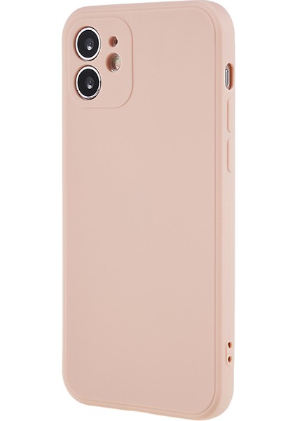 Apple iPhone 12 Telefon Kapağı Düz ​​edge Telefon Kılıfı Yumuşak Tpu Hassas Kesim Anti-Fall Koruyucu Kapak Pembe (Yurt Dışından)