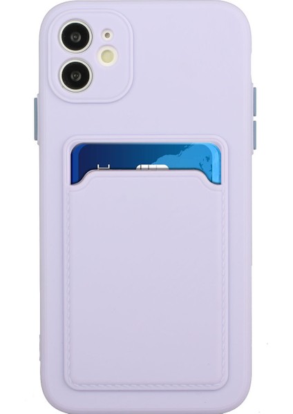 Apple iPhone 12 Mini Light Mor Için Kart Yuvası ile Esnek Tpu Telefon Kılıfı Kapağı (Yurt Dışından)