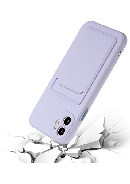 Apple iPhone 12 Mini Light Mor Için Kart Yuvası ile Esnek Tpu Telefon Kılıfı Kapağı (Yurt Dışından)