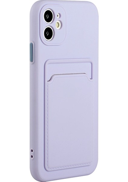 Apple iPhone 12 Mini Light Mor Için Kart Yuvası ile Esnek Tpu Telefon Kılıfı Kapağı (Yurt Dışından)