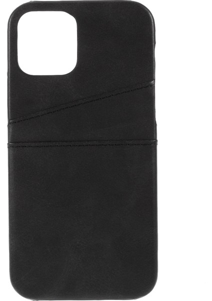 Apple iPhone 12 Mini 5.4 Inç-Siyah Için Çift Kart Yuvaları Pu Deri Kaplı Pc Kapağı (Yurt Dışından)