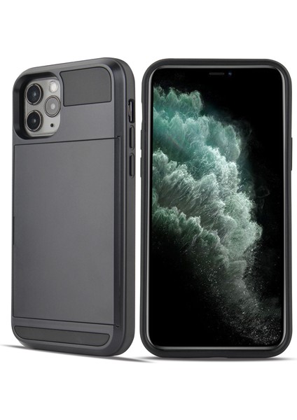 Apple iPhone 12 Mini-Black Için Kart Tutucu Plastik+Tpu Kapağı ile Kayar (Yurt Dışından)