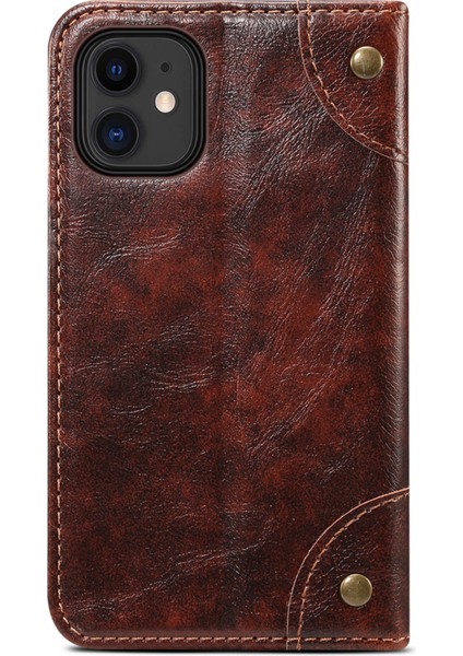 Apple iPhone 12 Mini Telefon Kılıfı Için Manyetik Otomatik Kapatma Pu Deri Kılıf Stand Şok Geçirmez Tpu Iç Kabuk Telefon Kapağı 5.4 Inç-Dark Kahverengi (Yurt Dışından) modelleri