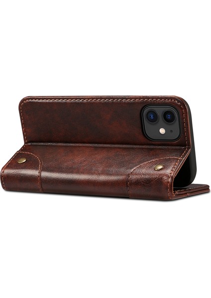 Apple iPhone 12 Mini Telefon Kılıfı Için Manyetik Otomatik Kapatma Pu Deri Kılıf Stand Şok Geçirmez Tpu Iç Kabuk Telefon Kapağı 5.4 Inç-Dark Kahverengi (Yurt Dışından) fırsatları