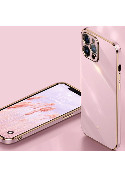 Apple iPhone 12 Telefon Kapağı Hassas Lens Kesim Ter Koşullu Şık Elektraplama Altın Kenar Esnek Tpu Kapak Black (Yurt Dışından)