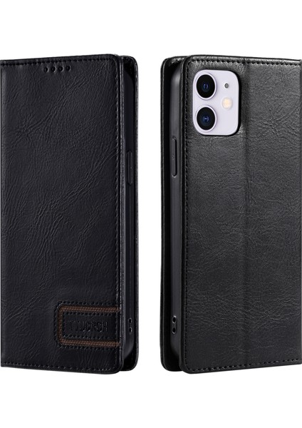 Ttudrch Style 007 Rfıd Blowıng Pu Deri Kılıf Apple iPhone 12 Mini Stand Cüzdan Telefon Kapak Black (Yurt Dışından)