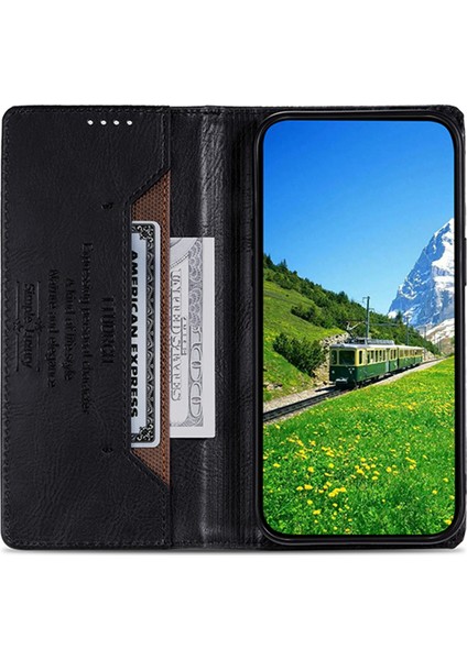 Ttudrch Style 007 Rfıd Blowıng Pu Deri Kılıf Apple iPhone 12 Mini Stand Cüzdan Telefon Kapak Black (Yurt Dışından)