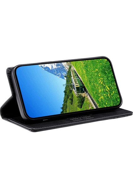 Ttudrch Style 007 Rfıd Blowıng Pu Deri Kılıf Apple iPhone 12 Mini Stand Cüzdan Telefon Kapak Black (Yurt Dışından)