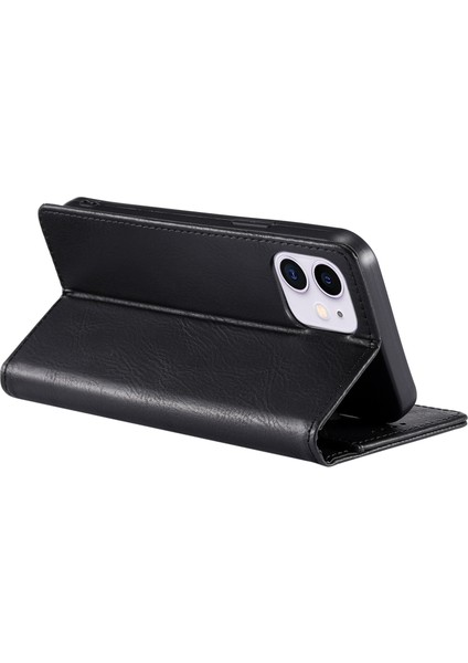 Ttudrch Style 007 Rfıd Blowıng Pu Deri Kılıf Apple iPhone 12 Mini Stand Cüzdan Telefon Kapak Black (Yurt Dışından)