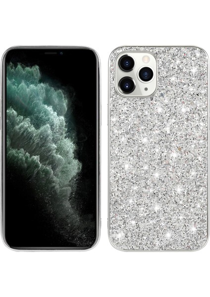 Apple iPhone 12 Mini Silver Için Işıltılı Payetler Kaplama Tpu Frame+Pc Kabuğu (Yurt Dışından)
