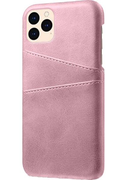 Apple iPhone 12 Mini Telefon Kılıfı Pu Deri Kaplamalı Plastik Kılıf 5.4 Inç Çift Kart Yuvaları Ince Koruyucu Kabuk Rose Altın (Yurt Dışından)
