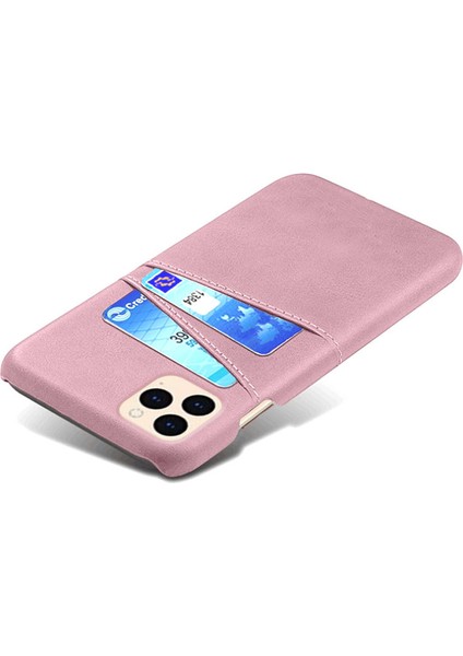 Apple iPhone 12 Mini Telefon Kılıfı Pu Deri Kaplamalı Plastik Kılıf 5.4 Inç Çift Kart Yuvaları Ince Koruyucu Kabuk Rose Altın (Yurt Dışından)