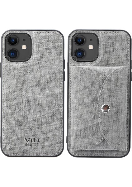 Söndürülebilir Manyetik Emilim Cüzdanı Deri Cilt Tpu Apple iPhone 12 Mini 5.4 Inç-Gri Için Geri Kasa (Yurt Dışından)